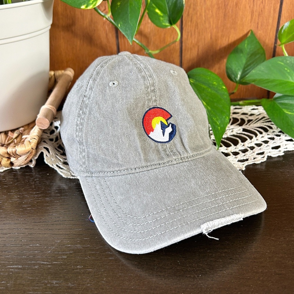 Hat Graphix 360 Colorado Mountain State Flag Distressed Baseball Cap Olive Green
